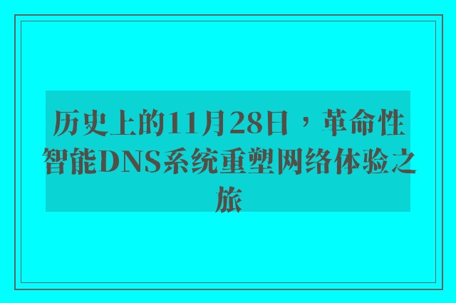 历史上的11月28日，革命性智能DNS系统重塑网络体验之旅